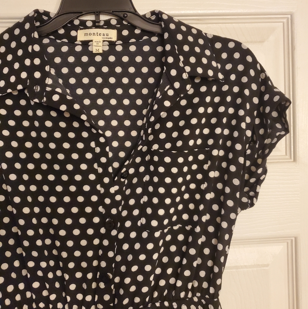 B&W Polka Dot Flare Dress